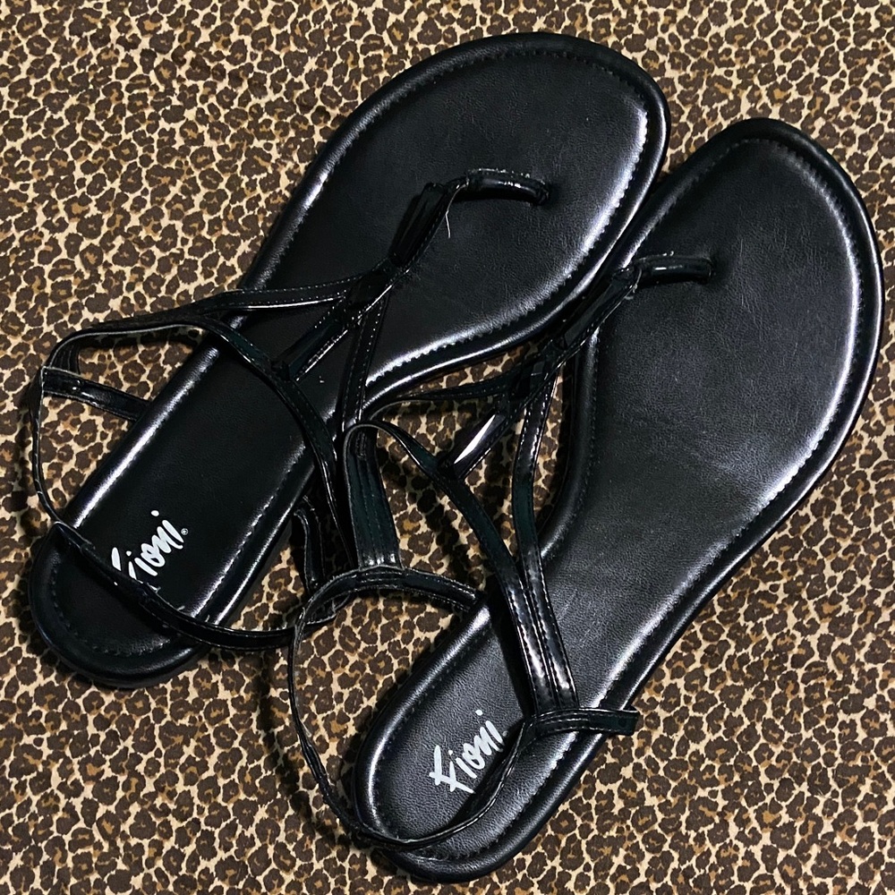 Black Strappy Flat Sandals
